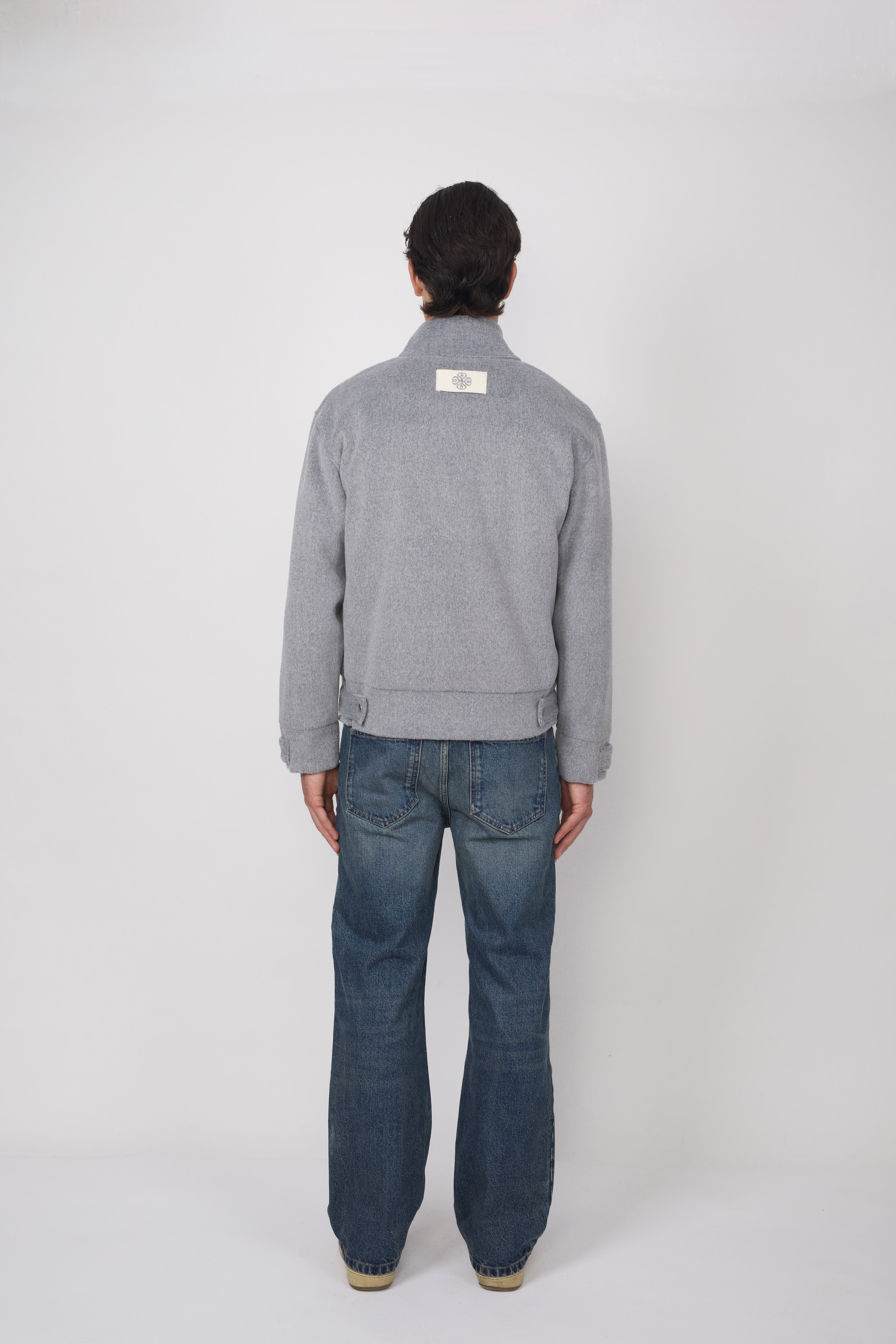 Snap-Tab Collar Blouson Grey