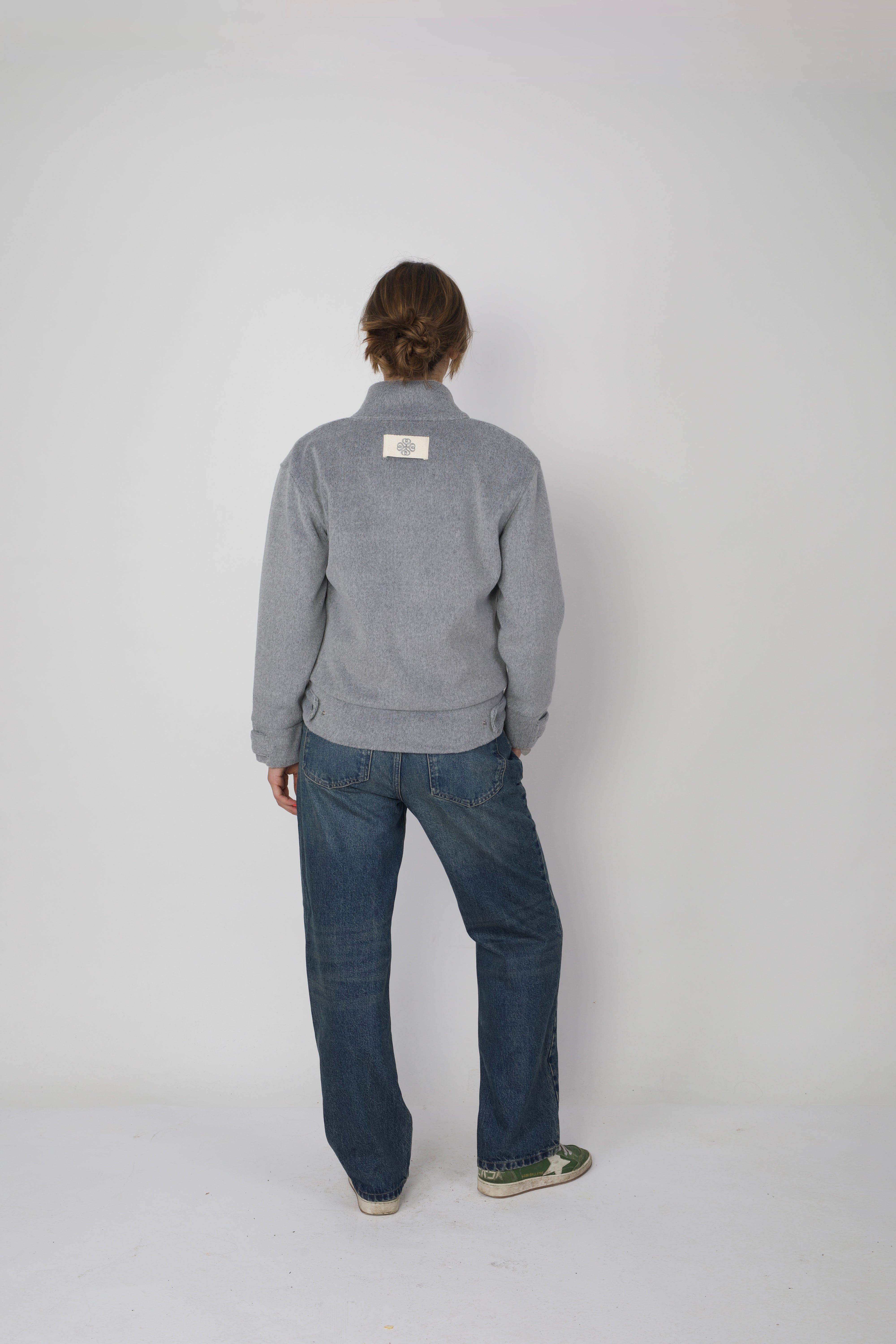 Snap-Tab Collar Blouson Grey