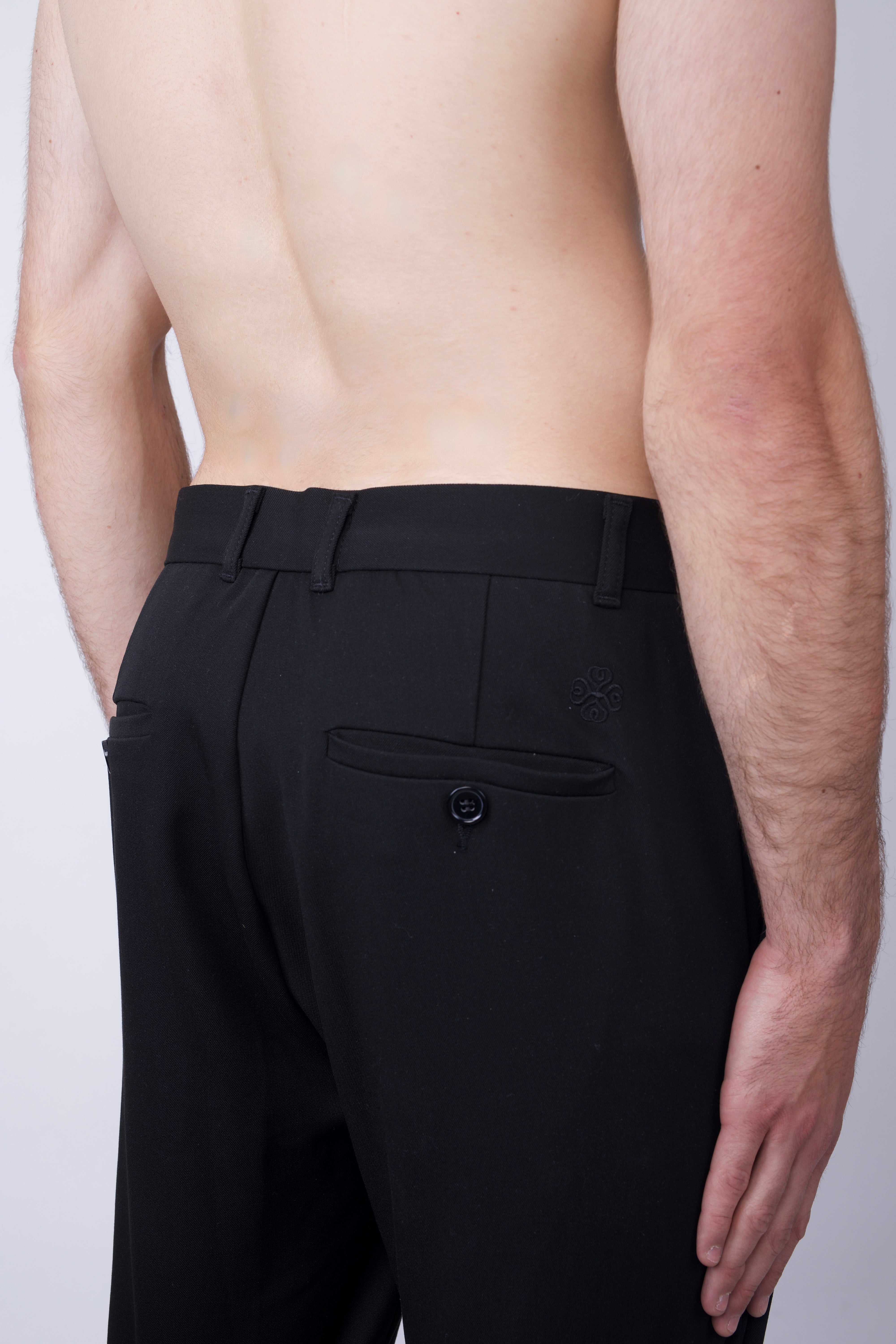 Straight Leg Tailored Chino Trousers Black