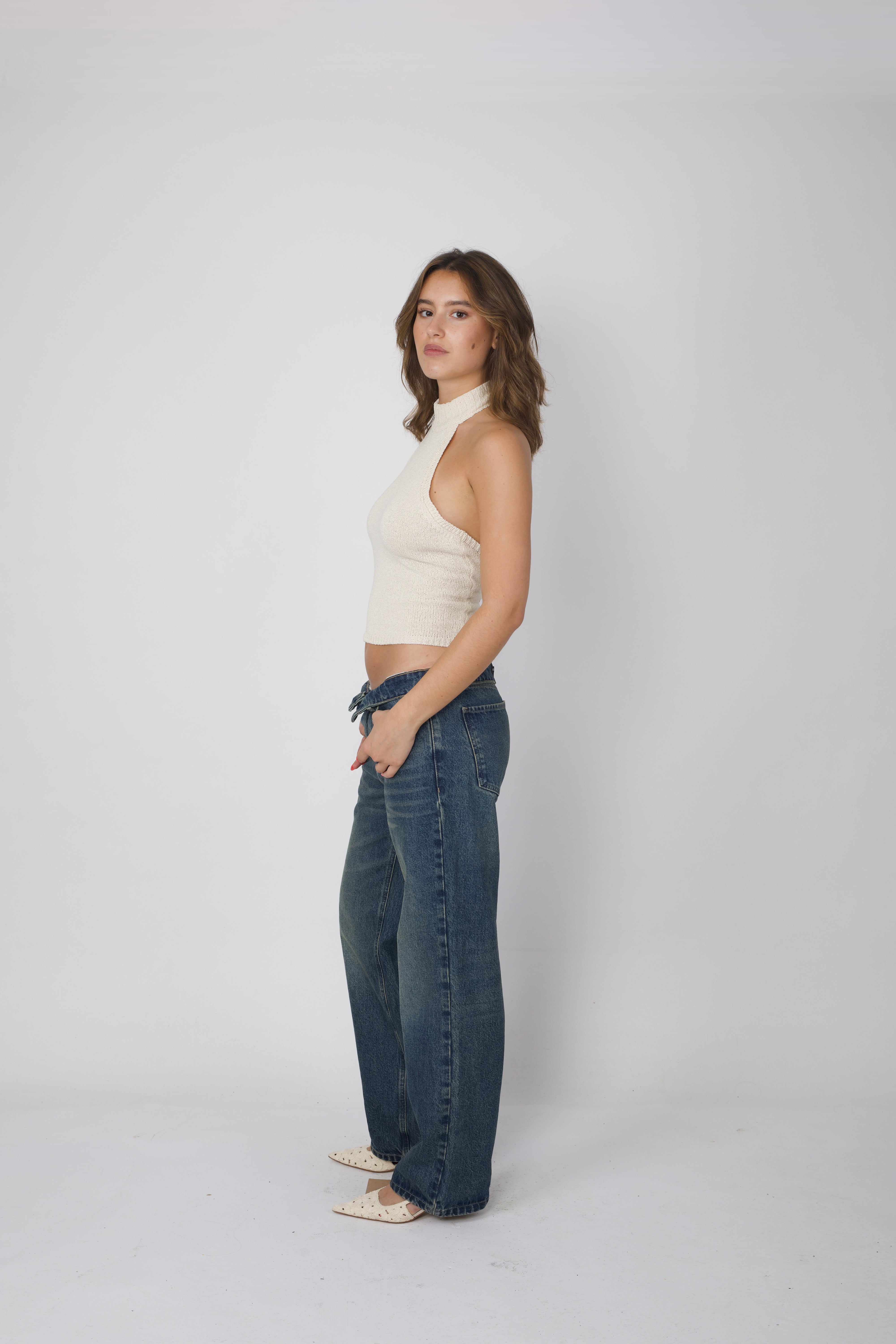 Straight Leg Denim Jeans Blue