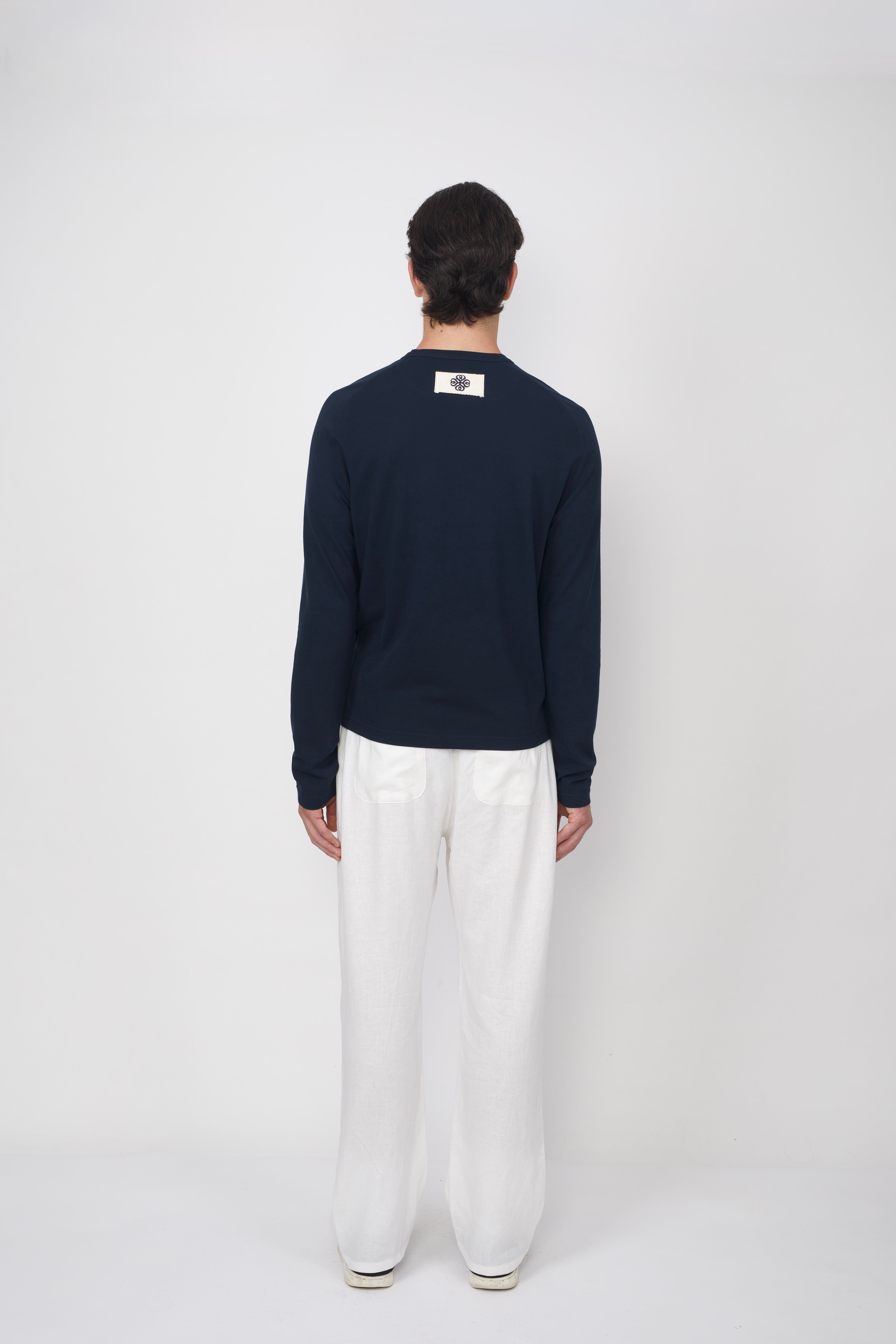Cotton Piqué Longsleeve Navy