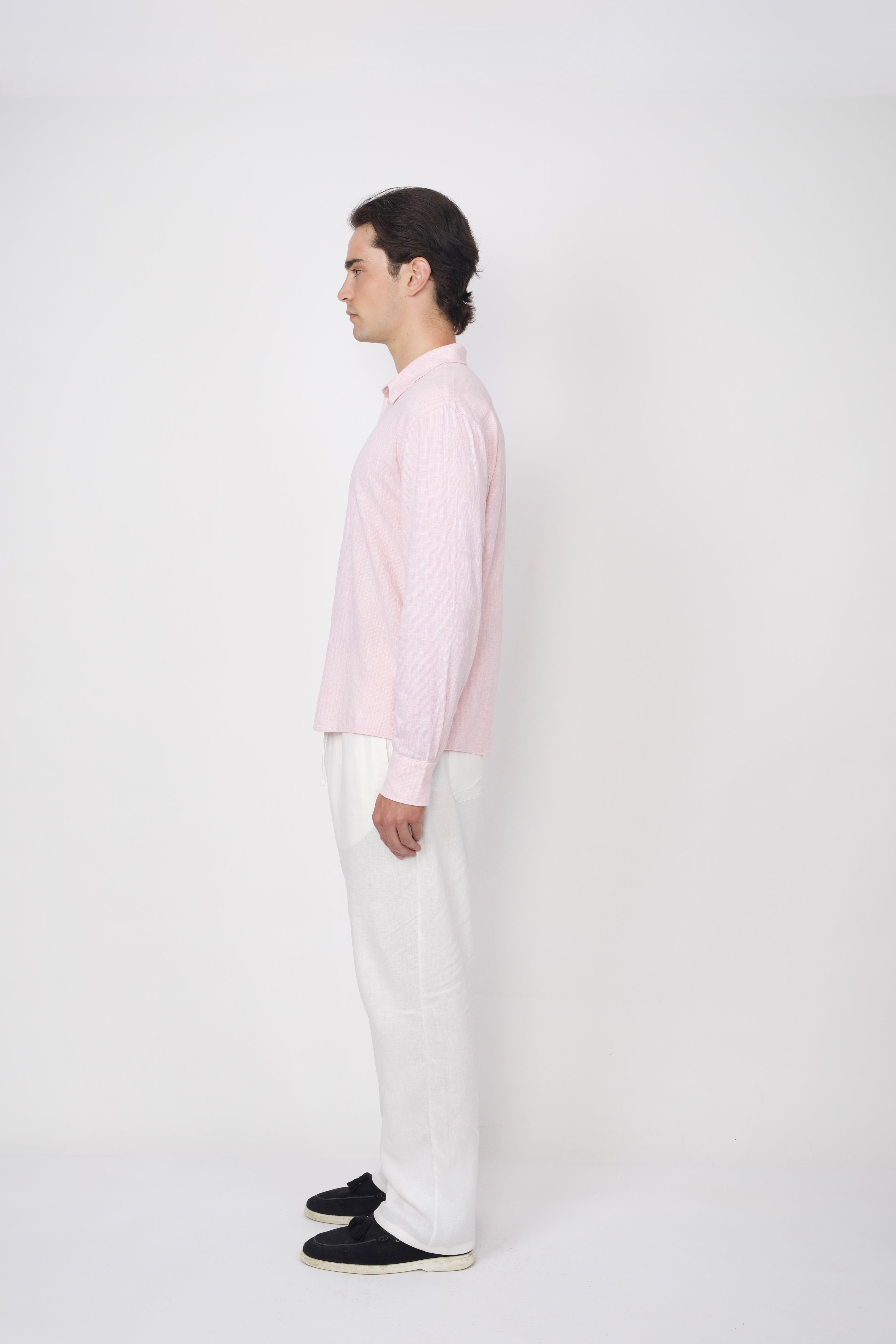 Textured Cotton Shirt Light Pink
