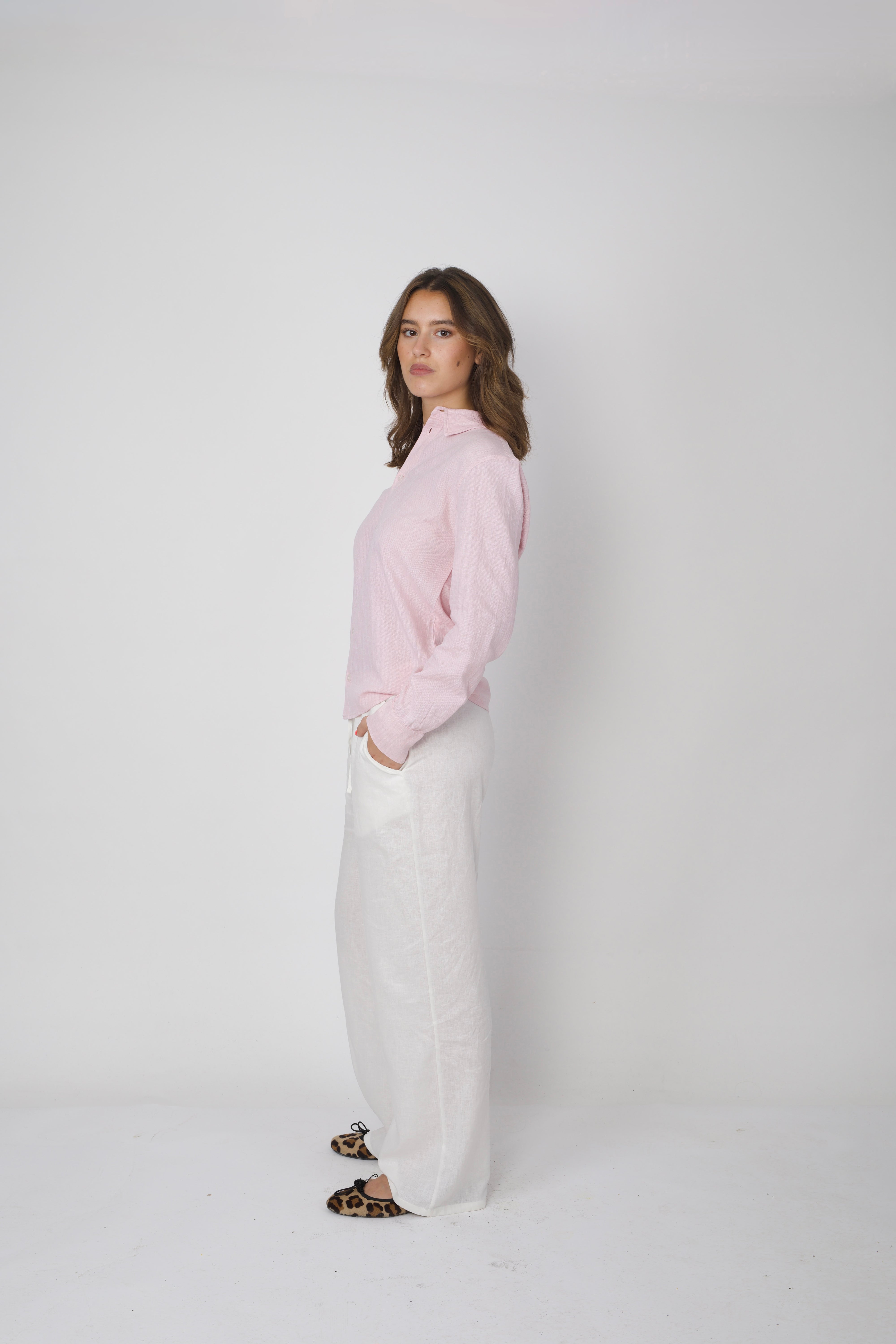 Textured Cotton Shirt Light Pink