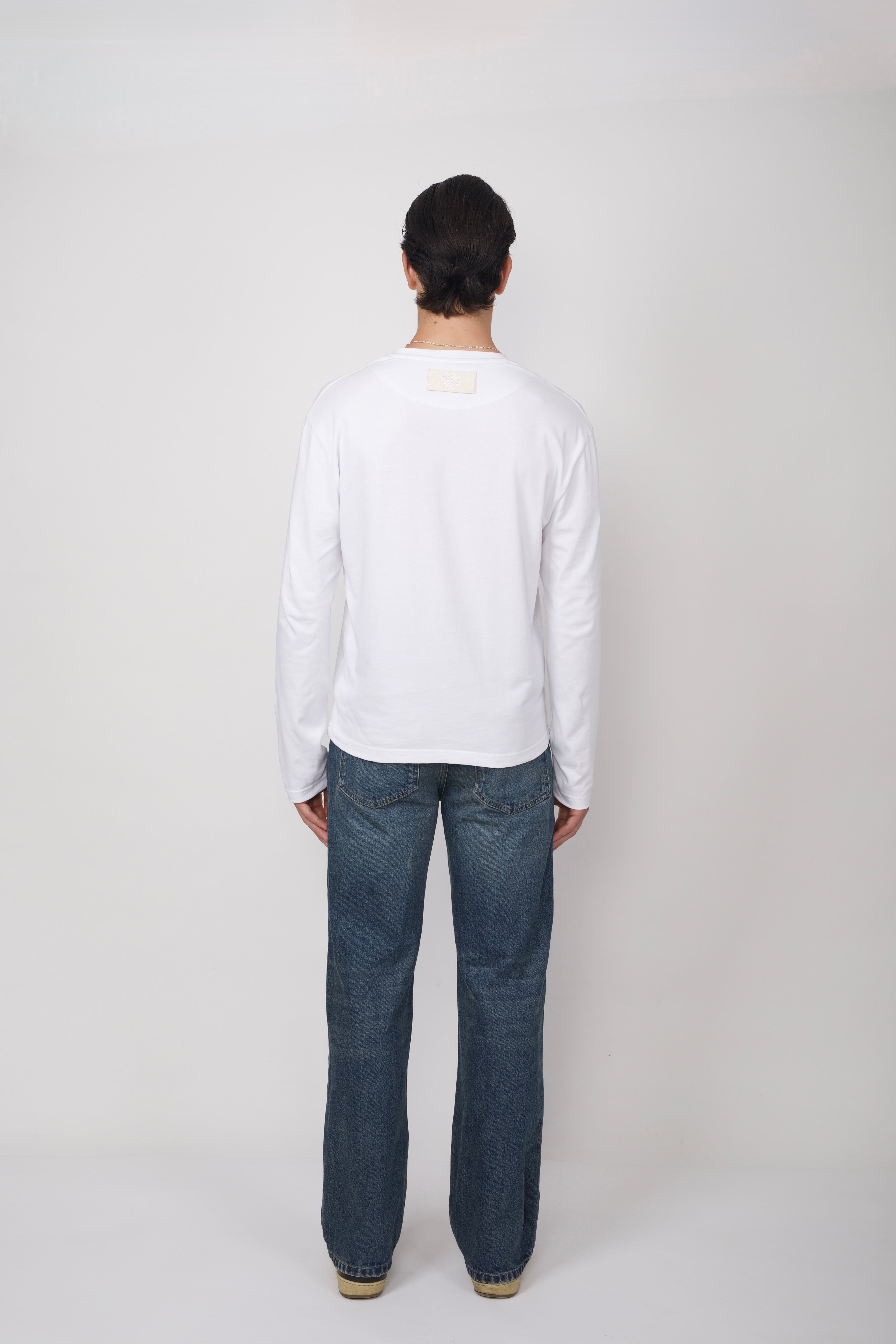 Slim Cotton Henley White