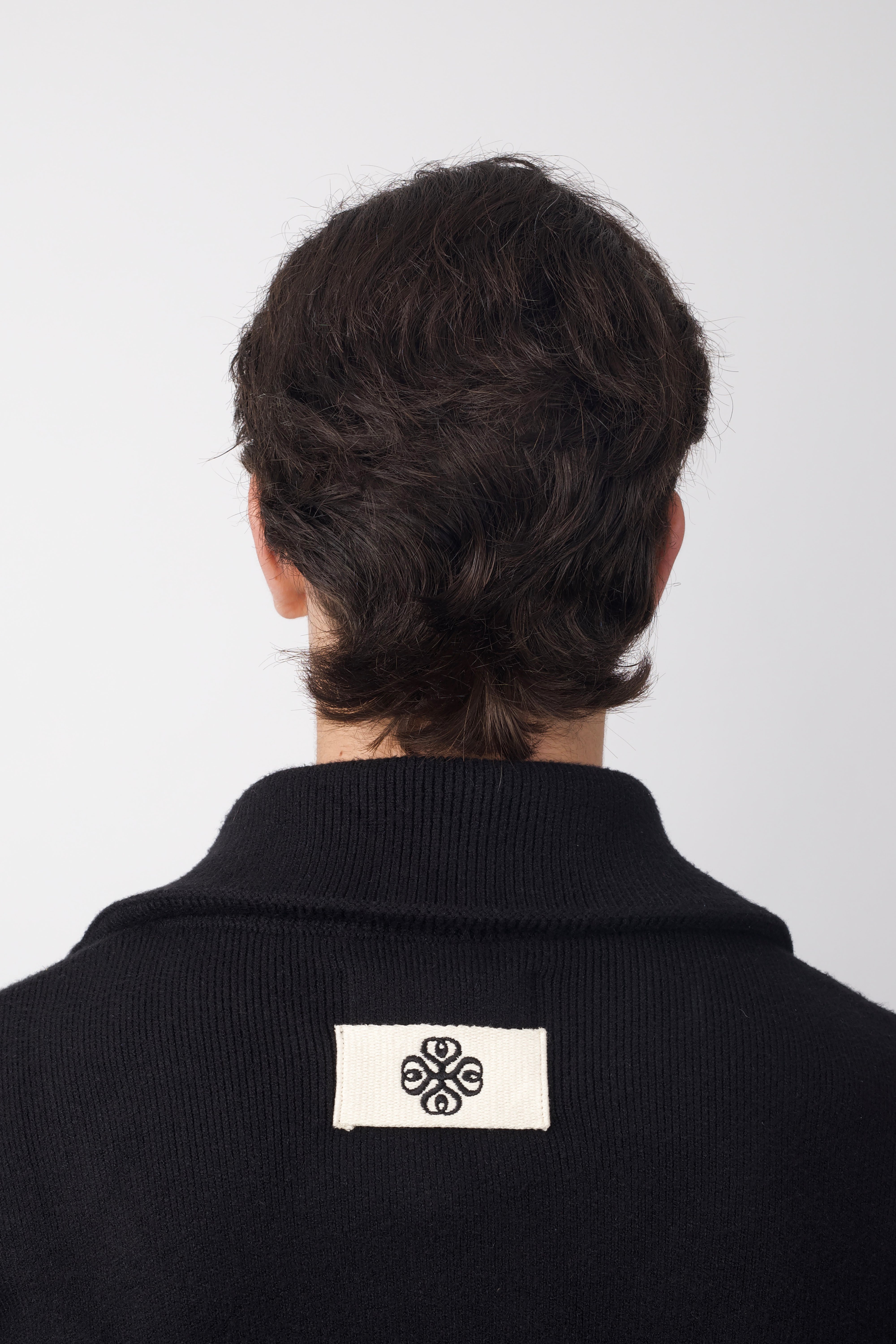 High Collar Knit Jacket Black