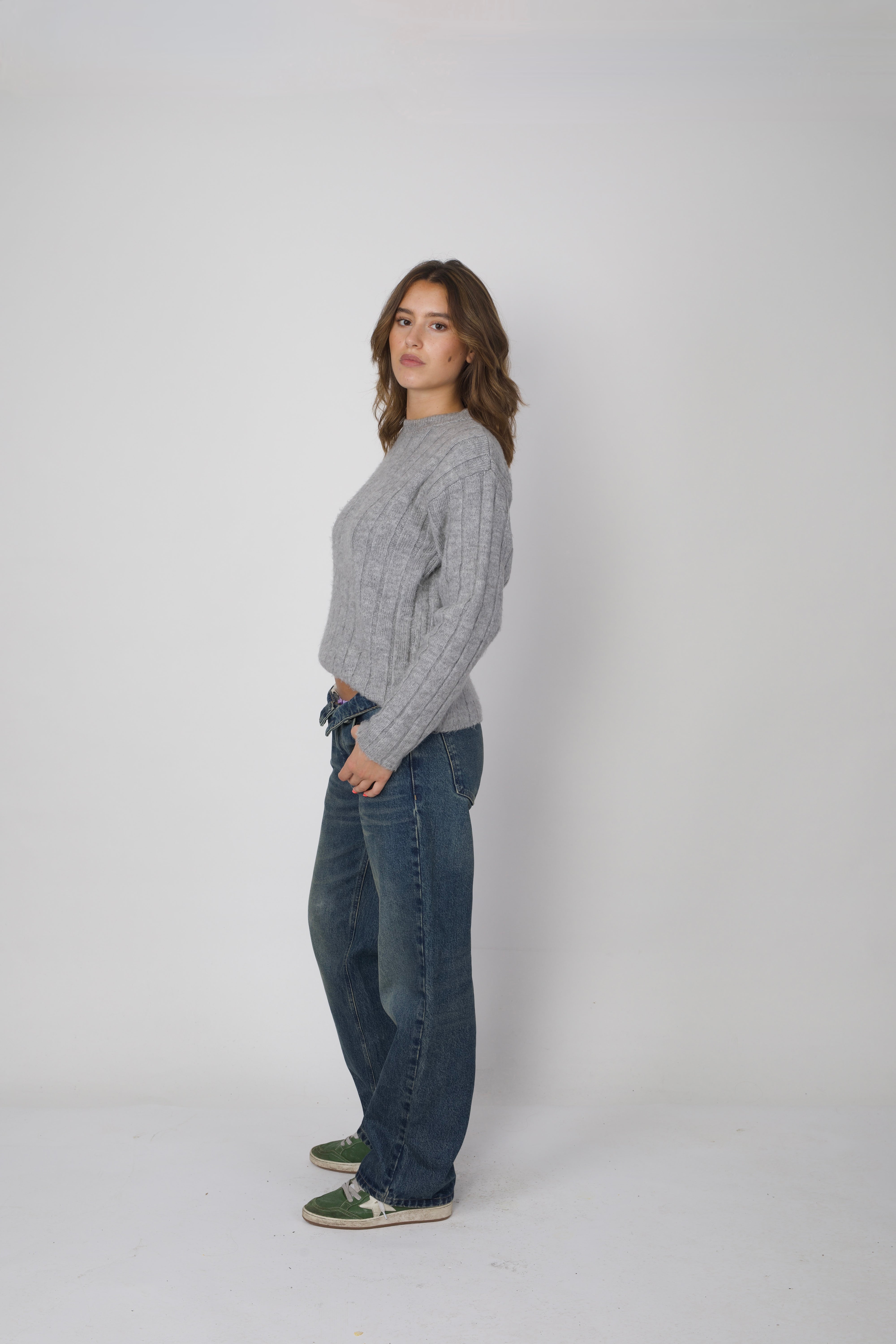 Brushed Knit Sweater Grey